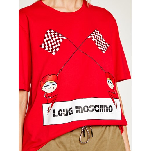 LOVE MOSCHINO T-Shirt W4F8732M 3876 Czerwony Regular Fit Love Moschino 40 okazyjna cena MODIVO
