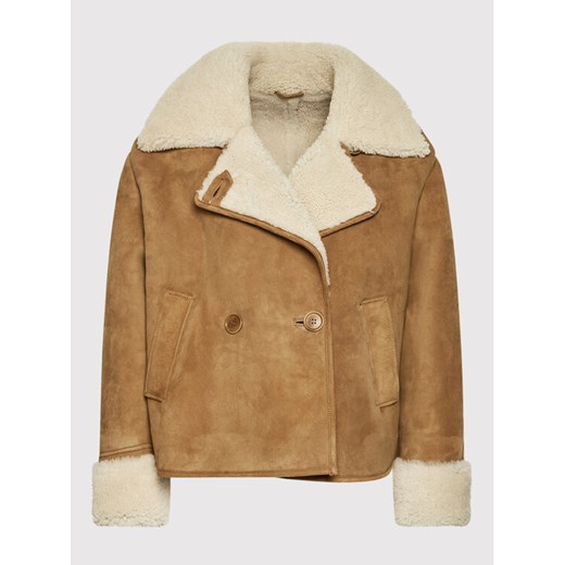 The Kooples Kożuch FCUI23014K Beżowy Regular Fit The Kooples 3 wyprzedaż MODIVO