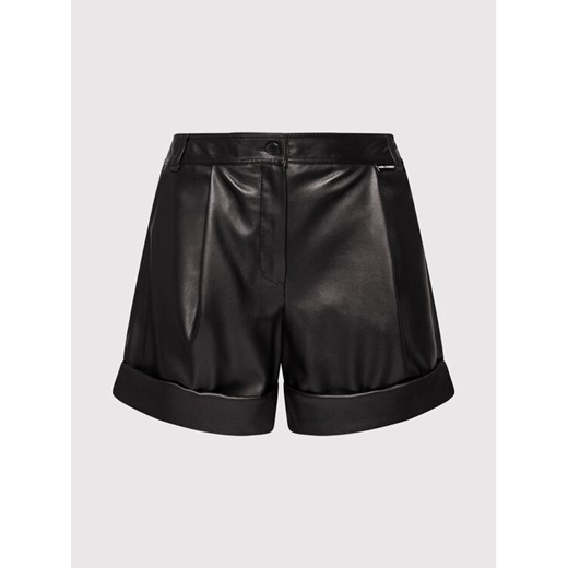 KARL LAGERFELD Szorty z imitacji skóry 215W1001 Czarny Regular Fit Karl Lagerfeld 42 wyprzedaż MODIVO