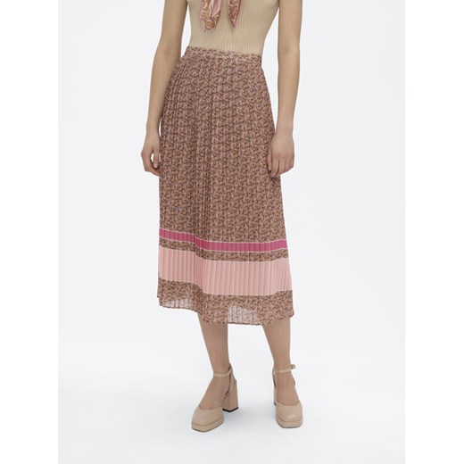 Simple Spódnica plisowana SDD003 Brązowy Regular Fit Simple 36 MODIVO