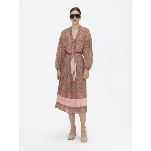 Simple Spódnica plisowana SDD003 Brązowy Regular Fit Simple 36 MODIVO