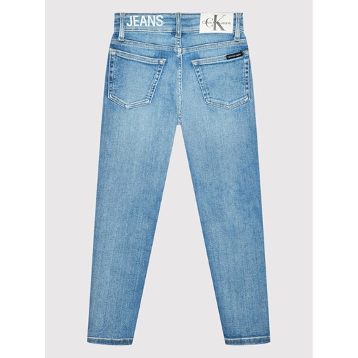 Calvin Klein Jeans Jeansy Tapered Logo IB0IB01083 Niebieski Slim Fit 10Y promocja MODIVO