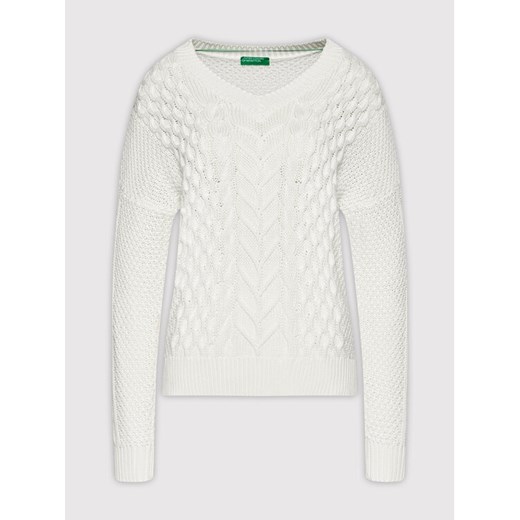 United Colors Of Benetton Sweter 1898D4620 Biały Regular Fit United Colors Of Benetton S okazyjna cena MODIVO