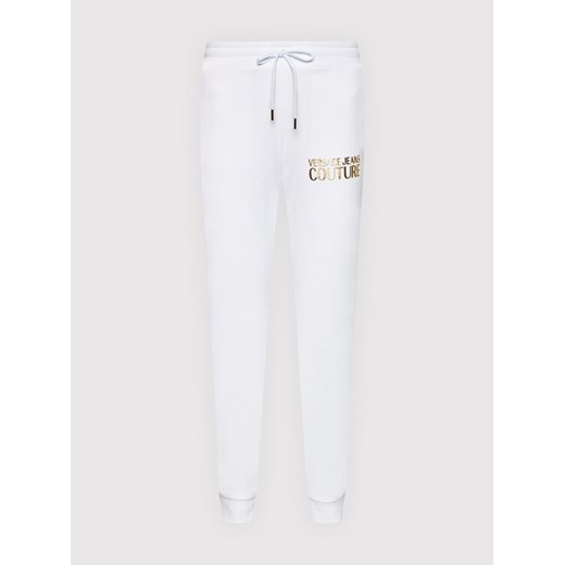 Versace Jeans Couture Spodnie dresowe Logo Foil 71HAAT04 Biały Regular FIt L okazja MODIVO