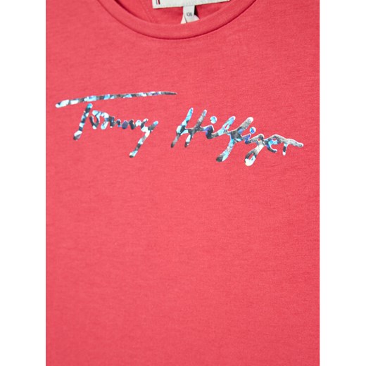 Tommy Hilfiger T-Shirt Script Print KG0KG06301 M Różowy Regular Fit Tommy Hilfiger 5Y wyprzedaż MODIVO