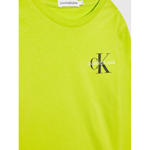 Calvin Klein Jeans Bluzka Chest Monogram IB0IB00613 Zielony Regular Fit 16Y wyprzedaż MODIVO