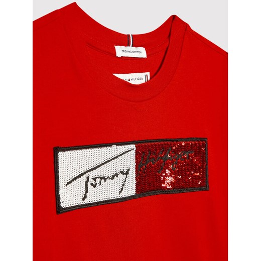 Tommy Hilfiger T-Shirt Sequins Flag KG0KG06166 D Czerwony Regular Fit Tommy Hilfiger 10Y wyprzedaż MODIVO