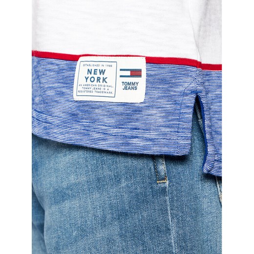 Tommy Jeans T-Shirt Stripe Linear Logo DM0DM10285 Niebieski Regular Fit Tommy Jeans M promocja MODIVO
