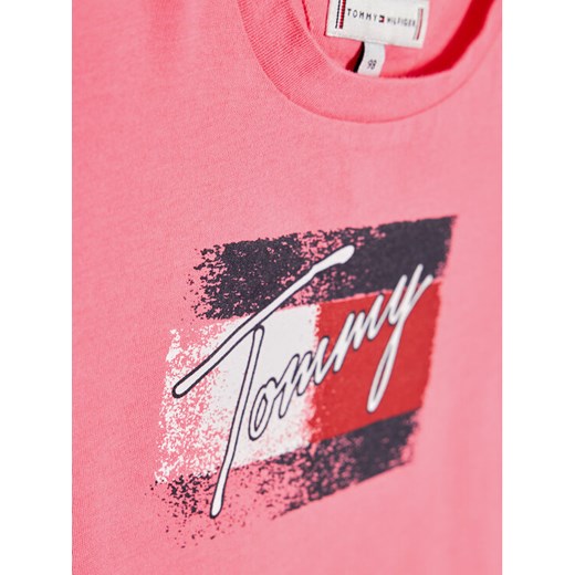 Tommy Hilfiger T-Shirt Flag Print KG0KG05909 M Różowy Regular Fit Tommy Hilfiger 6Y promocyjna cena MODIVO