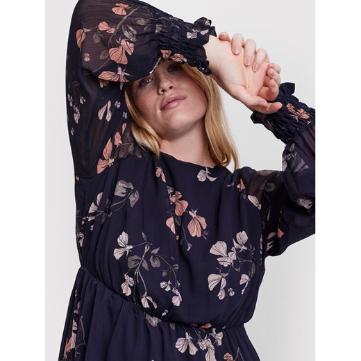 Vero Moda Curve Sukienka letnia Nilla 10264821 Granatowy Regular Fit 50 okazja MODIVO