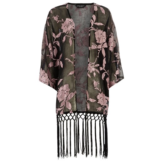 Black floral print kimono dorothy-perkins szary kimono