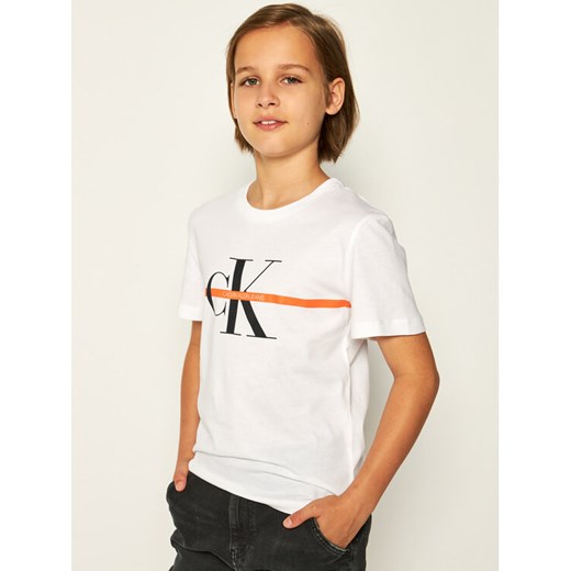 Calvin Klein Jeans T-Shirt Monogram Stripe IB0IB00448 Biały Regular Fit 8 MODIVO okazyjna cena