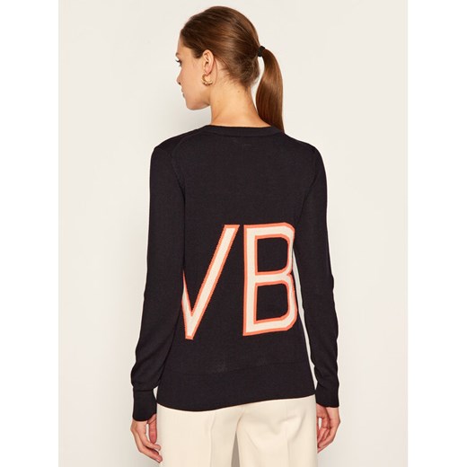 Victoria Victoria Beckham Sweter Logo Embroidered 2320KJU001613A Granatowy Victoria Victoria Beckham XS promocyjna cena MODIVO