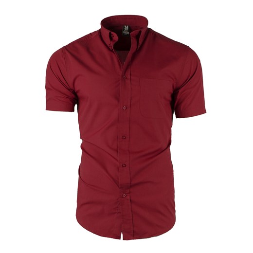Koszula męska z krótkim rękawem 5503 - czerwona ze sklepu Risardi w kategorii Koszule męskie - zdjęcie 137646527