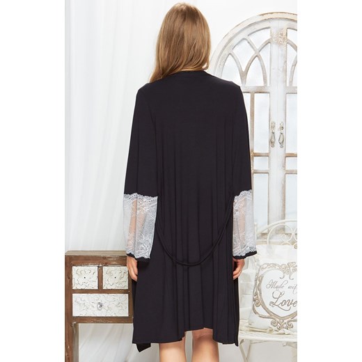 Szlafrok 63/2-176V/1, Kolor czarny, Rozmiar S/M, Miss Fabio ze sklepu Intymna w kategorii Szlafroki damskie - zdjęcie 137656338