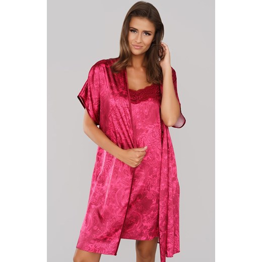 Impresja szlafrok damski kr.ręk., Kolor bordowy, Rozmiar L, Gee One ze sklepu Intymna w kategorii Szlafroki damskie - zdjęcie 137658287