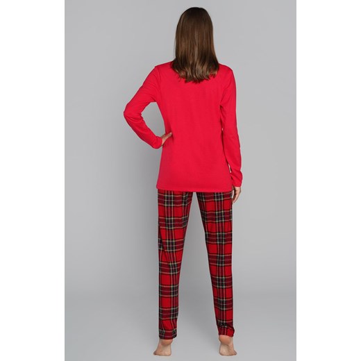 Czerwona piżama damska z długim rękawem i spodniami w kratę Zorza, Kolor czerwony-kratka, Rozmiar S, Italian Fashion ze sklepu Intymna w kategorii Piżamy damskie - zdjęcie 137658867