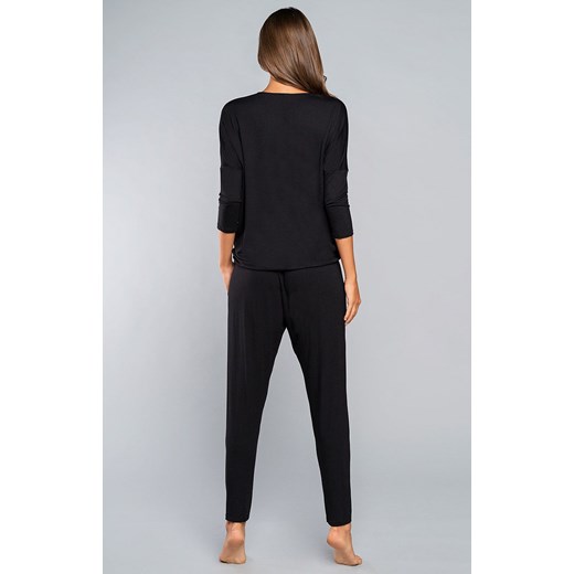 Styl piżama damska rękaw 3/4, dł.spodnie, Kolor czarny, Rozmiar S, Italian Fashion ze sklepu Intymna w kategorii Piżamy damskie - zdjęcie 137659408