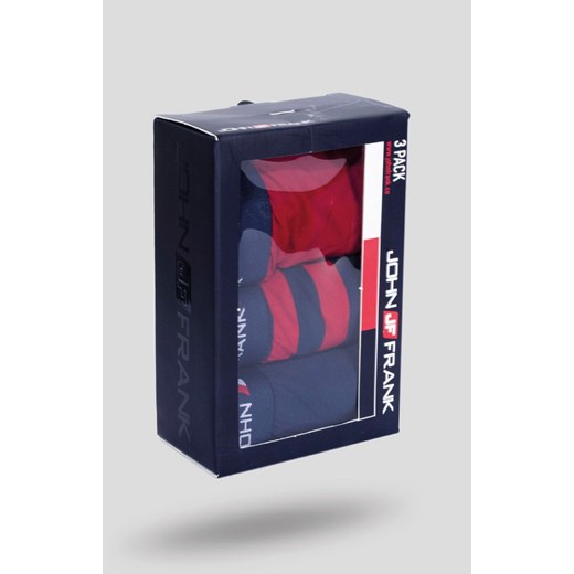 Bokserki męskie JF3B02 3-pack, Kolor granatowo-czerwony, Rozmiar S, John Frank John Frank S promocja Intymna