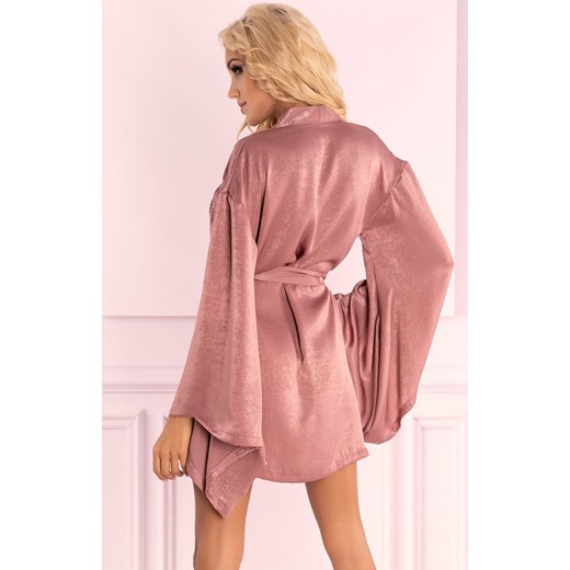 Krótki szlafrok damski z szerokim rękawem Faomi LC 90594, Kolor róż pudrowy, Rozmiar S/M, LivCo Corsetti Fashion ze sklepu Intymna w kategorii Szlafroki damskie - zdjęcie 137660995