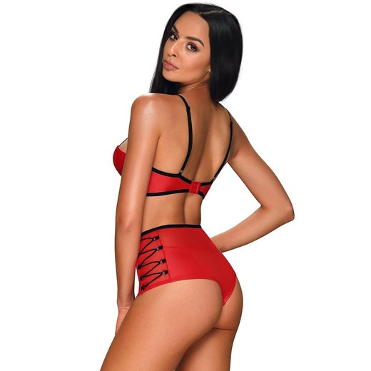 Obsessive Leatheria komplet 2-częściowy, Kolor czerwony, Rozmiar S/M, Obsessive ze sklepu Intymna w kategorii Komplety bielizny damskiej - zdjęcie 137662876