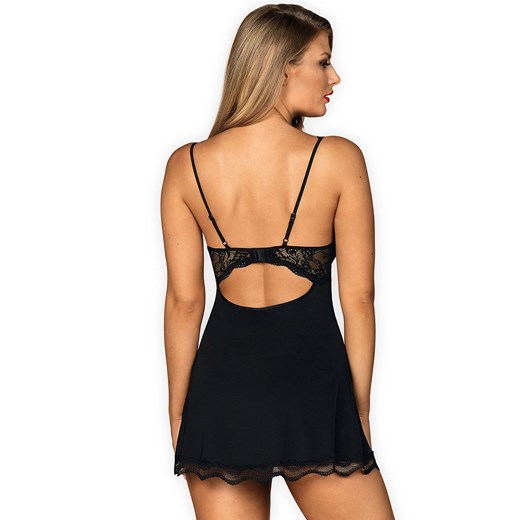 Obsessive czarna koszulka babydoll i stringi Luvae, Kolor czarny, Rozmiar S/M, Obsessive ze sklepu Intymna w kategorii Koszule nocne - zdjęcie 137662898
