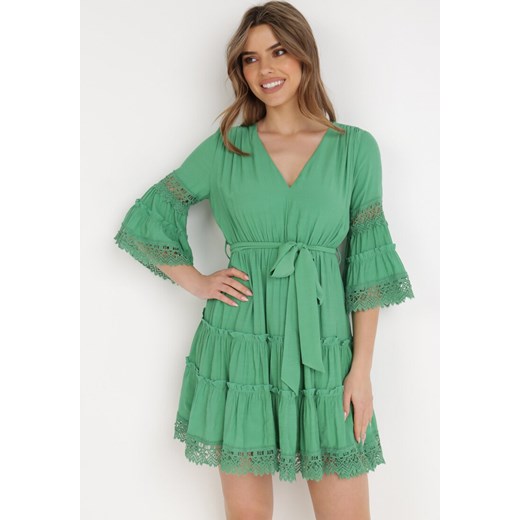 Zielona Sukienka Hypsadina ze sklepu Born2be Odzież w kategorii Sukienki - zdjęcie 137812969