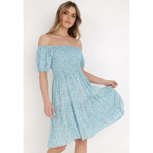Niebieska Sukienka z Wiskozy Polippe ze sklepu Born2be Odzież w kategorii Sukienki - zdjęcie 137813027