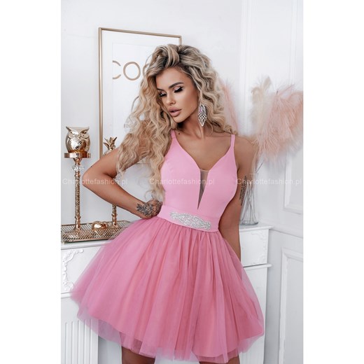 Sukienka tiulowa pudrowy róż Meg A1411 Lacoria XS/34 Charlotte Fashion