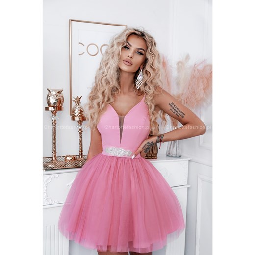 Sukienka tiulowa pudrowy róż Meg A1411 Lacoria XS/34 Charlotte Fashion
