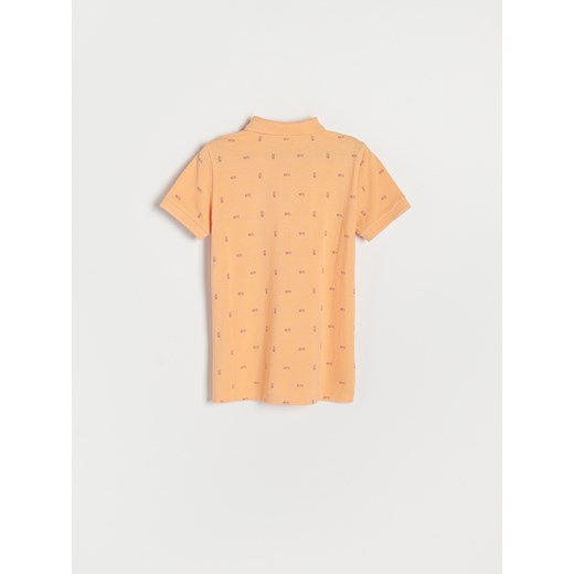 Reserved - T-shirt polo w mikrowzór - Pomarańczowy Reserved 146 Reserved