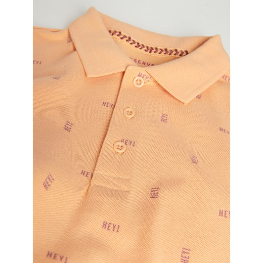 Reserved - T-shirt polo w mikrowzór - Pomarańczowy Reserved 116 Reserved