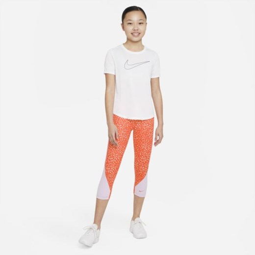 Legginsy capri dla dużych dzieci (dziewcząt) Nike Dri-FIT One - Pomarańczowy Nike XS Nike poland