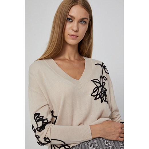 Sweter damski z aplikacją kremowy Medicine XS okazja wearmedicine