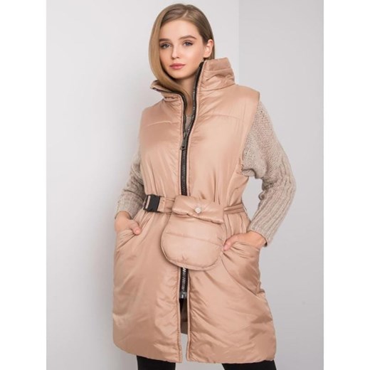 Ex moda Dámská vesta péřová ADELINE tmavě béžová EM-KZ-612.22X_378085 S-M Ex Moda L-XL Mall