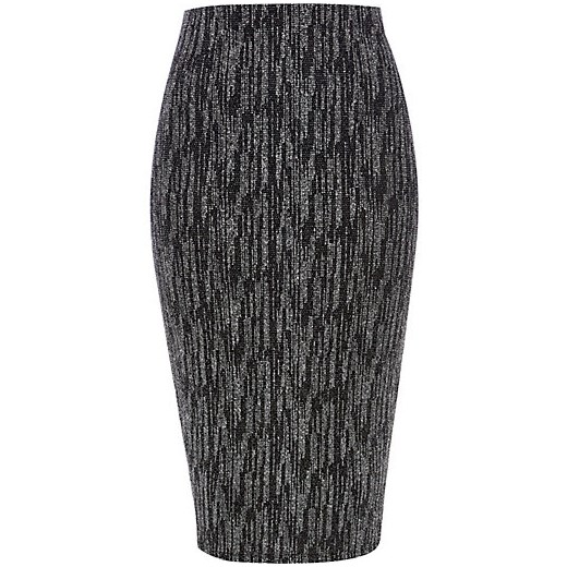 Black sparkle pencil skirt river-island szary spódnica