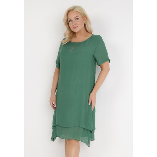 Zielona Sukienka Hekile XL wyprzedaż Born2be Odzież