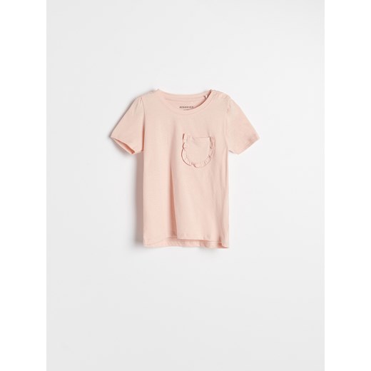 Reserved - Bawełniany t-shirt z kieszenią - Różowy Reserved 86 Reserved