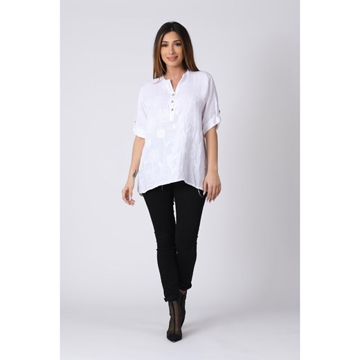 Lniana bluzka "Kenza" w kolorze białym Plus Size Company 48/50 okazyjna cena Limango Polska