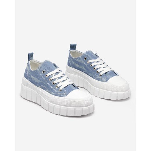 Niebieskie damskie trampki a'la jeans na platformie Resi - Obuwie Royalfashion.pl 36 royalfashion.pl