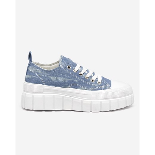 Niebieskie damskie trampki a'la jeans na platformie Resi - Obuwie Royalfashion.pl 40 royalfashion.pl
