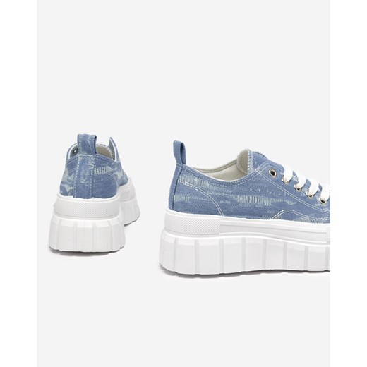 Niebieskie damskie trampki a'la jeans na platformie Resi - Obuwie Royalfashion.pl 38 royalfashion.pl
