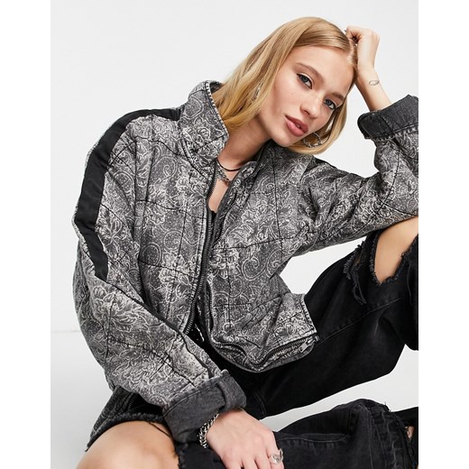 Free People – Lotus – Szara miękka kurtka bomberka-Szary Free People S promocja Asos Poland