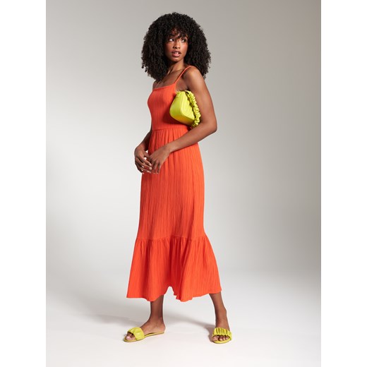 Sinsay - Sukienka maxi na ramiączkach - Pomarańczowy Sinsay XL Sinsay