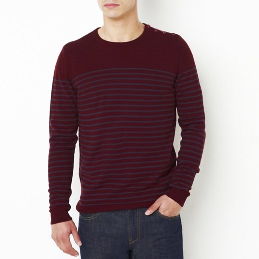 Sweter z okrągłym dekoltem, zapinany na guziki na ramieniu la-redoute-pl czarny akryl