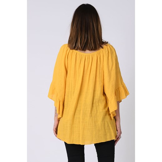 Lniana bluzka "Lisa" w kolorze żółtym Plus Size Company 52/54 okazyjna cena Limango Polska