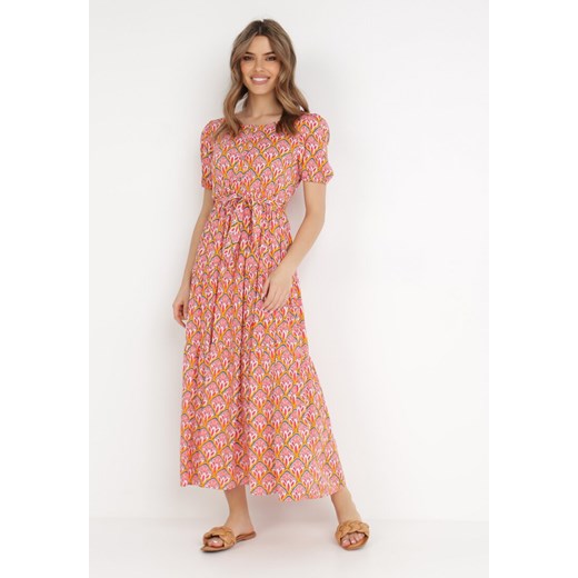Różowo-Pomarańczowa Sukienka Melenope ze sklepu Born2be Odzież w kategorii Sukienki - zdjęcie 138254089