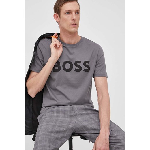 BOSS t-shirt bawełniany BOSS CASUAL kolor szary z nadrukiem S ANSWEAR.com