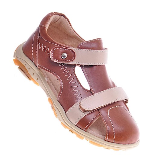 Chłopięce sandały na rzepy Brown /G4-2 11649 T167/ ze sklepu Pantofelek24.pl w kategorii Sandały dziecięce - zdjęcie 138301898