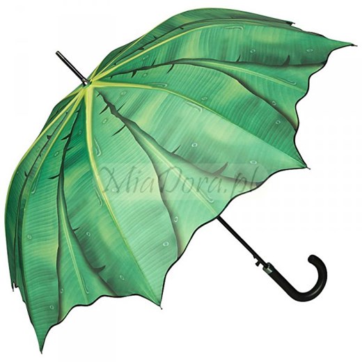 Liście bananowca - parasol długi ze skórzaną rączką parasole-miadora-pl zielony ciekawe